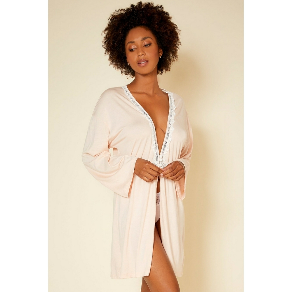 NEW Cosabella Flirty Lace Pink Robe
